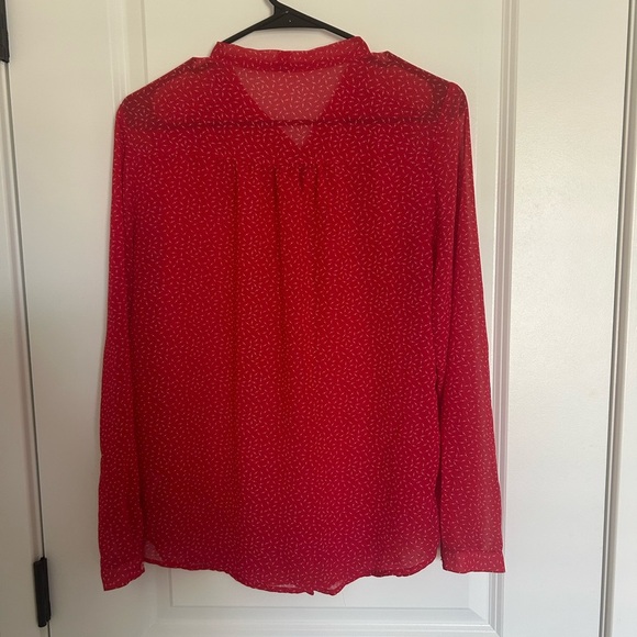 Nordstrom CoinCidence & Chance Red Long Sleeve Blouse Neck Tie Medium - Picture 4 of 5